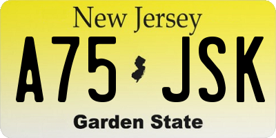 NJ license plate A75JSK
