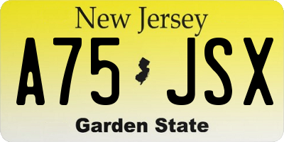NJ license plate A75JSX