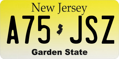 NJ license plate A75JSZ
