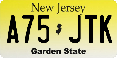 NJ license plate A75JTK
