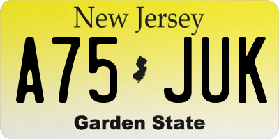 NJ license plate A75JUK