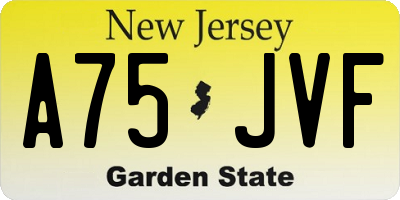 NJ license plate A75JVF