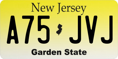 NJ license plate A75JVJ