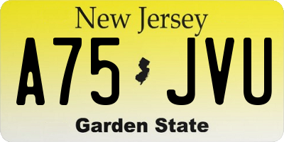 NJ license plate A75JVU