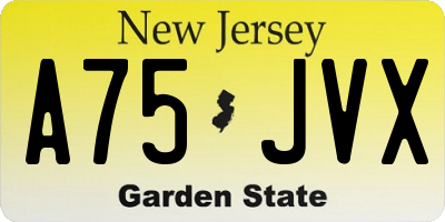 NJ license plate A75JVX