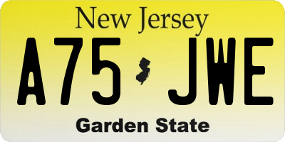 NJ license plate A75JWE