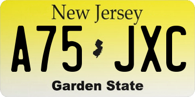 NJ license plate A75JXC