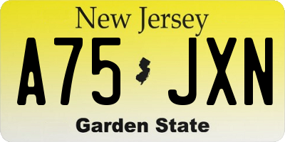 NJ license plate A75JXN