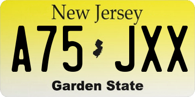 NJ license plate A75JXX