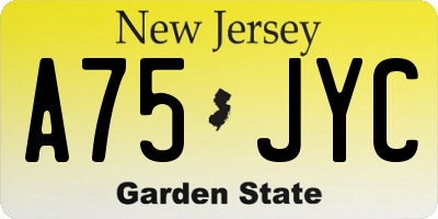 NJ license plate A75JYC