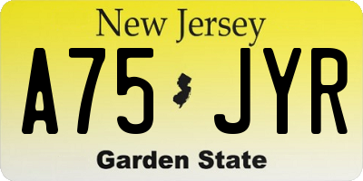 NJ license plate A75JYR