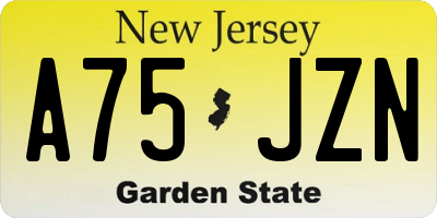 NJ license plate A75JZN