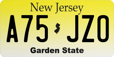 NJ license plate A75JZO