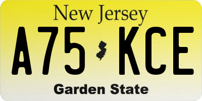 NJ license plate A75KCE