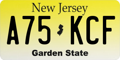 NJ license plate A75KCF