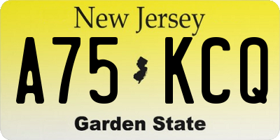 NJ license plate A75KCQ
