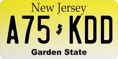NJ license plate A75KDD