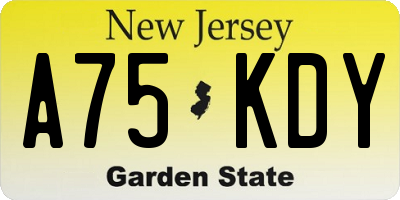 NJ license plate A75KDY
