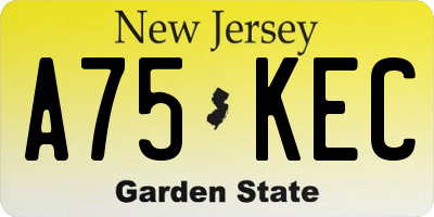 NJ license plate A75KEC