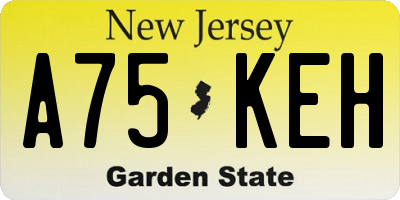NJ license plate A75KEH