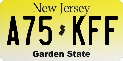 NJ license plate A75KFF