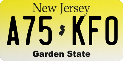 NJ license plate A75KFO