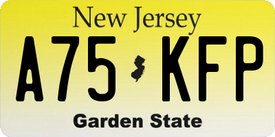 NJ license plate A75KFP