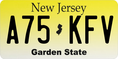 NJ license plate A75KFV