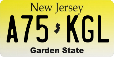 NJ license plate A75KGL