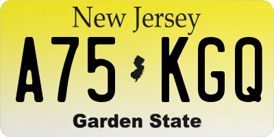 NJ license plate A75KGQ