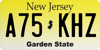 NJ license plate A75KHZ
