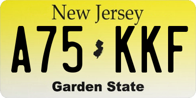 NJ license plate A75KKF