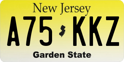 NJ license plate A75KKZ