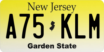 NJ license plate A75KLM