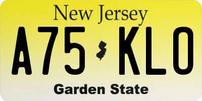 NJ license plate A75KLO