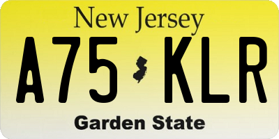 NJ license plate A75KLR