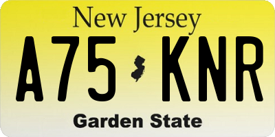 NJ license plate A75KNR