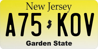 NJ license plate A75KOV