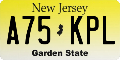 NJ license plate A75KPL