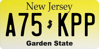 NJ license plate A75KPP