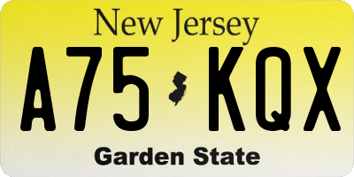 NJ license plate A75KQX