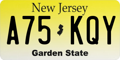 NJ license plate A75KQY