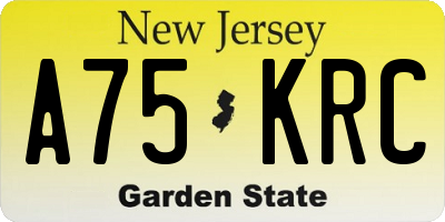 NJ license plate A75KRC