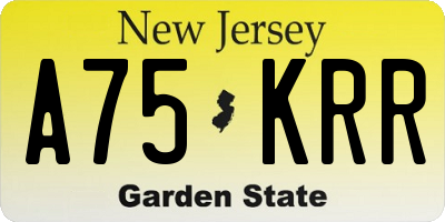 NJ license plate A75KRR