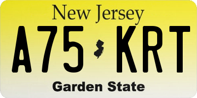 NJ license plate A75KRT