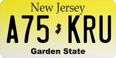 NJ license plate A75KRU