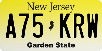 NJ license plate A75KRW