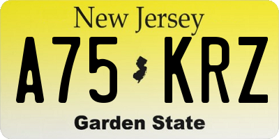 NJ license plate A75KRZ