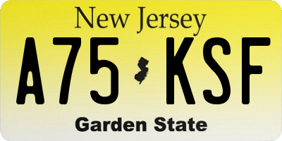 NJ license plate A75KSF