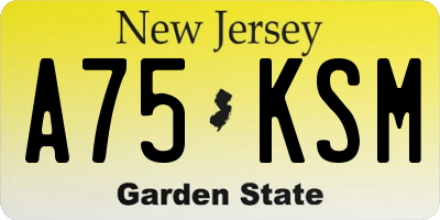 NJ license plate A75KSM